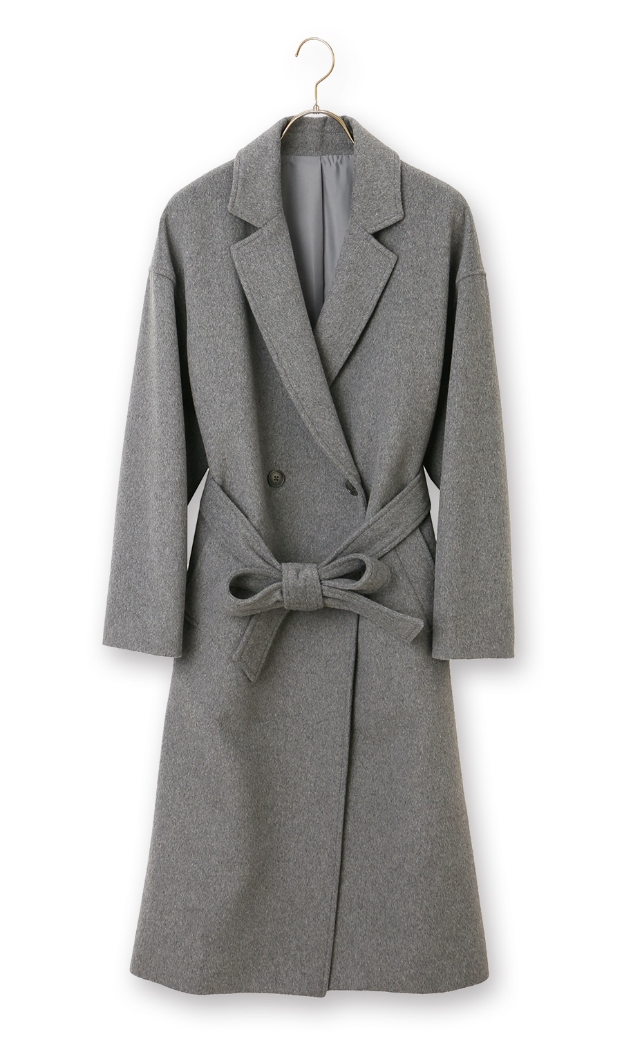 Belted double chesterfield coat [long length]