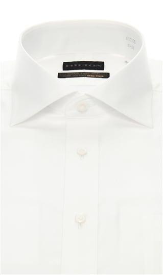 ワイドカラースタイリッシュワイシャツ《白織柄》《コットン100