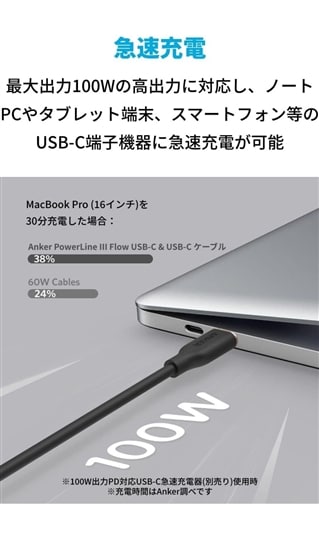 Anker PowerLine III Flow USB-C & USB-C ケーブル 0.9m4