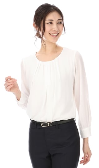 フロントタックソフトブラウス 長袖 Apbl 10 Anchor Woman Person S 紳士服 スーツ販売数世界no 1 洋服の青山 公式通販