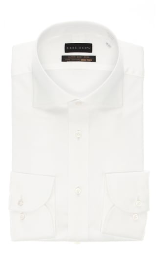 ワイドカラースタイリッシュワイシャツ《白織柄》《コットン100