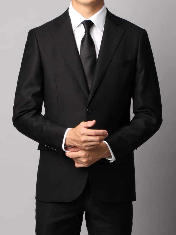 【新品未使用】メンズブラック礼服スーツ(洋服の青山)モバイルポケット