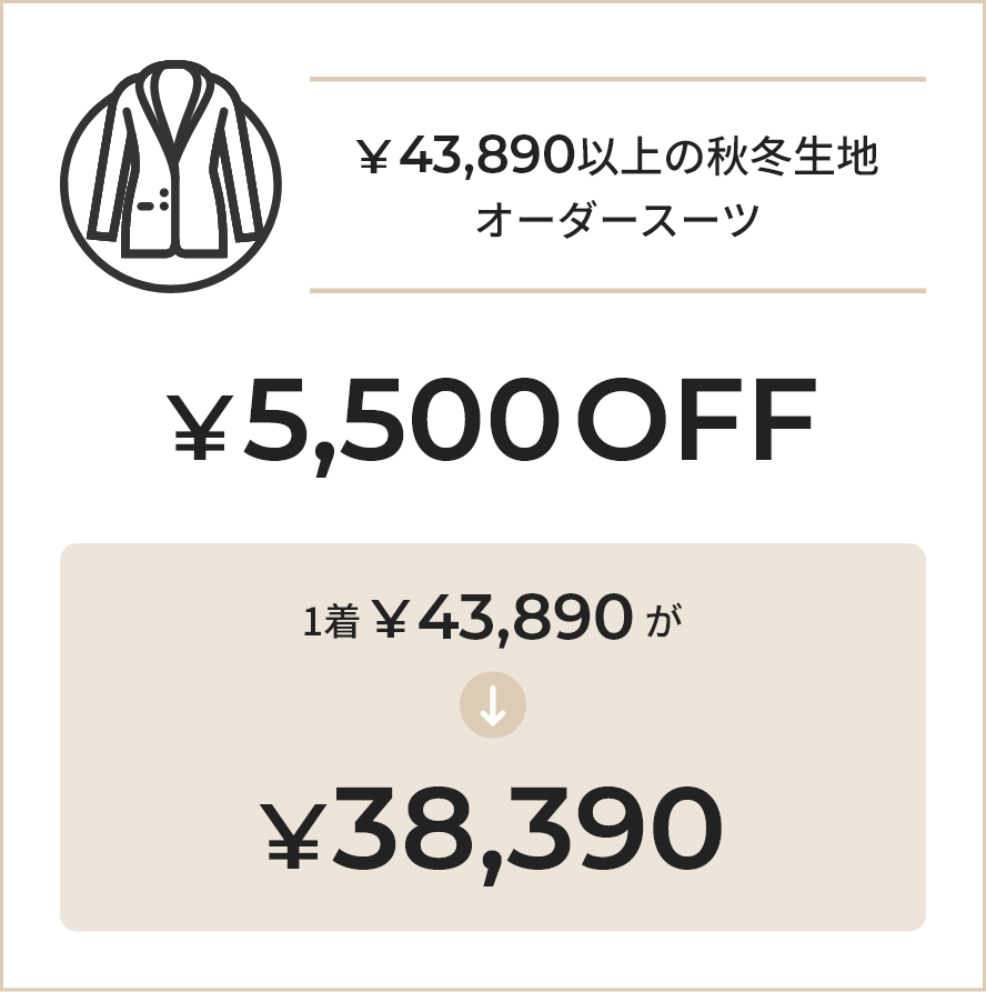 例えばレディース5点揃って￥31,900オーダースーツ1点 + 4点合計￥20,020の品が￥11,000